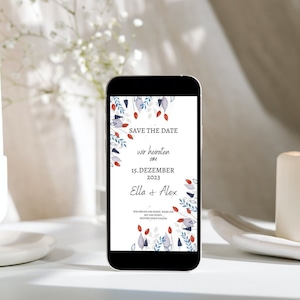 Digitale Save-The-Date Karte | Save the date Karte digital | Winterhochzeit Save the date | save the date Karte winterlich | Villa Kunst
