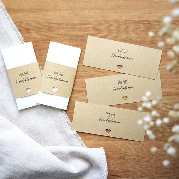 Für Freudentränen Banderole | Für Freudentränen DIY | Banderole aus braunen Kraftpapier | mit gestanztem Herz | Gastgeschenk Hochzeit