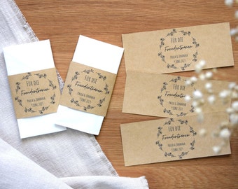 Für Freudentränen Banderole | personalisierbar | DIY Für Freudentränen | zum selbst kleben | Gastgeschenke Hochzeit | Kraftpapier