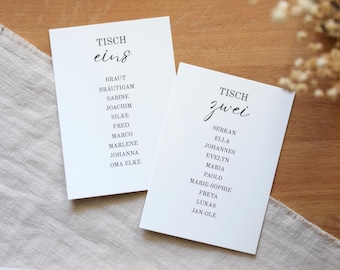 Table numbers with names | Personalized seating chart cards for hanging up at weddings in DIN A6 cream white