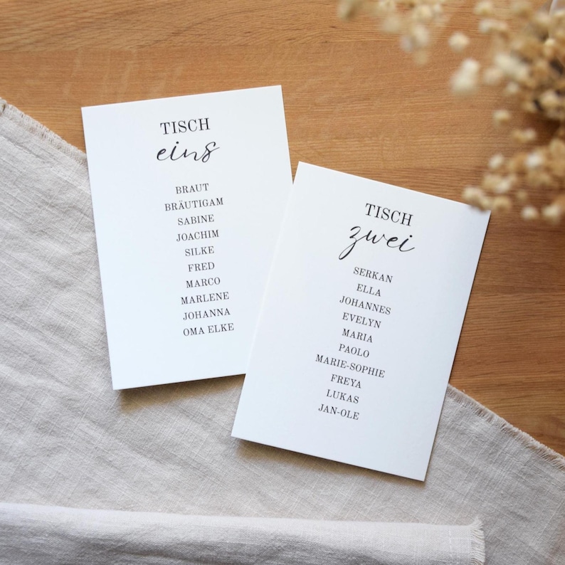 Table Numbers With Names | Personalized Seating Chart Cards for Hanging ...