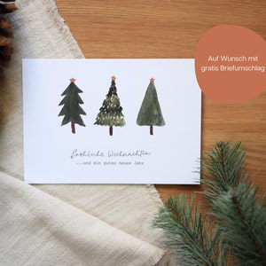 Weihnachtskarte Aquarell | Postkarte zu Weihnachten | Weihnachtskarte Tannenbäume |  modern und minimalistisch | Weihnachtspost