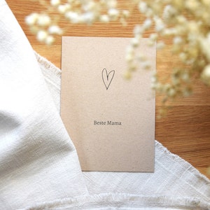 Postkarte "Beste Mama" | Karte zum Muttertag | Muttertag Karte | Geburtstagskarte Mama | Kraftpapier Karte schlicht | Herz minimalistisch