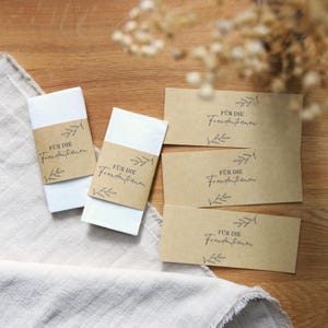 Per lacrime di gioia banderuola | Per lacrime di gioia fai da te | Fascetta in carta kraft marrone con foglie filigranate | regalo di nozze