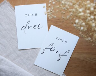 Numéros de table en papier kraft blanc crème | Cartes de numéros de table pour mariages, baptêmes, anniversaires | 10,5 x 14,8 cm | cartes de haute qualité 300g/mètre