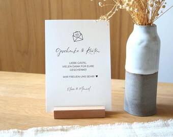 Geschenketisch Schild für Hochzeiten aus cremeweißem Kraftpapier DIN A6