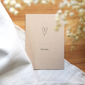 Cartolina "Ti amo" in carta kraft | Biglietto per San Valentino, Anniversario e Anniversario di matrimonio | realizzato con carta riciclata al 100% | DIN A6