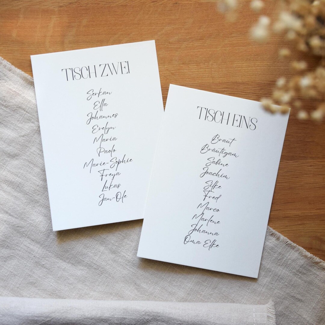 Table Numbers With Names | Personalized Seating Plan Cards for Hanging ...
