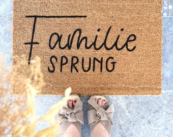 Personalized "Family" indoor doormat | Doormat for the hallway made of coconut fiber, 60 x 40 cm
