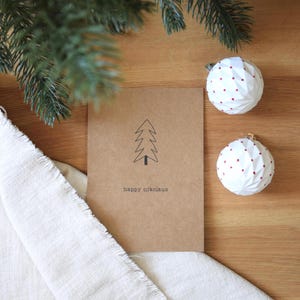 Kerstmankaart | Happy Santa Claus ansichtkaart | minimalistische kaart voor de Kerstman DIN A6 van bruin kraftpapier | met envelop op aanvraag