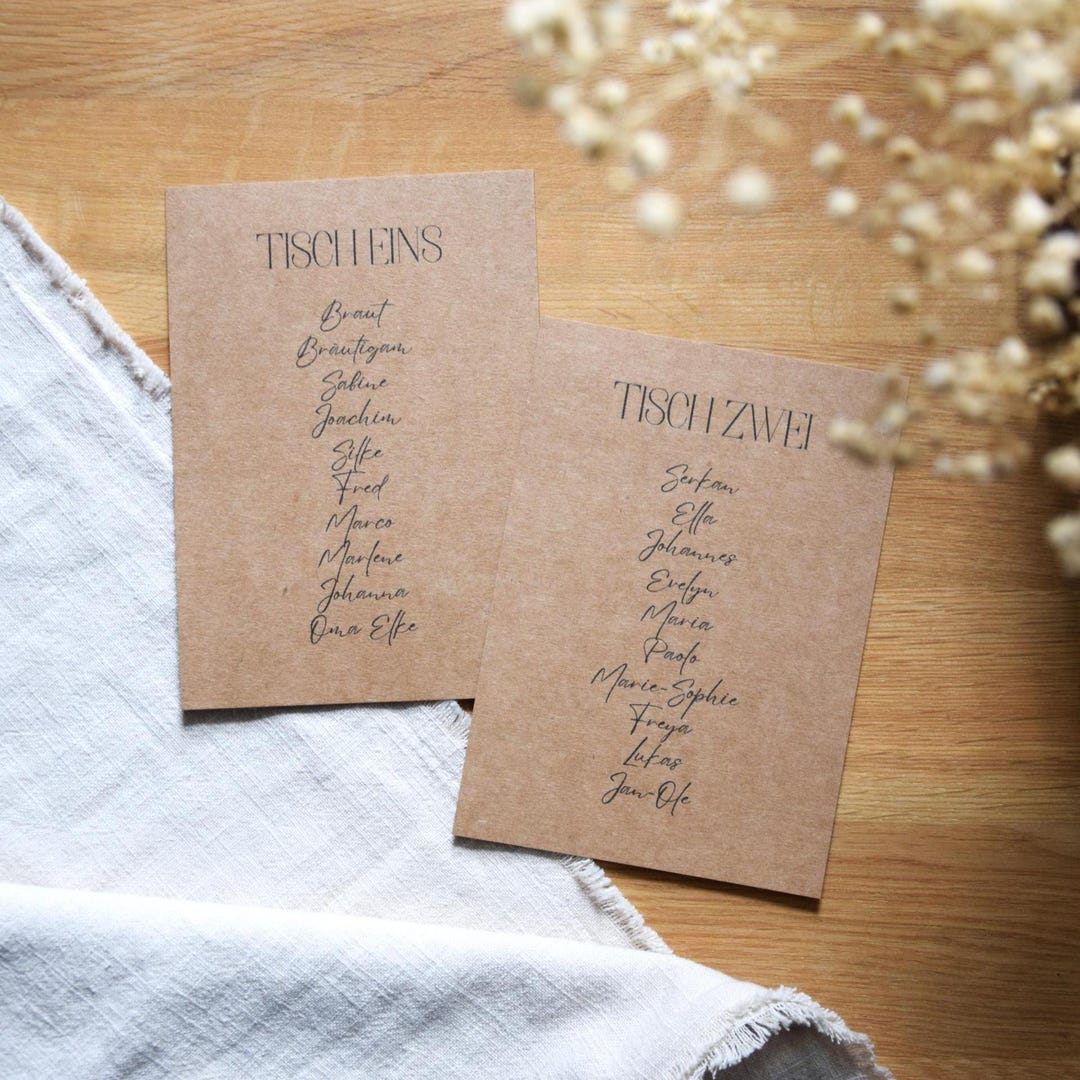 Table Numbers With Names | Personalized Seating Chart Cards for Hanging ...