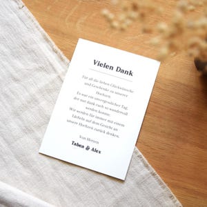 Dankeskarte für Hochzeiten | Dankeskarte für Hochzeitsgäste aus cremeweißem Kraftpapier, DIN A6 | personalisierbar mit Namen | ohne Fotos