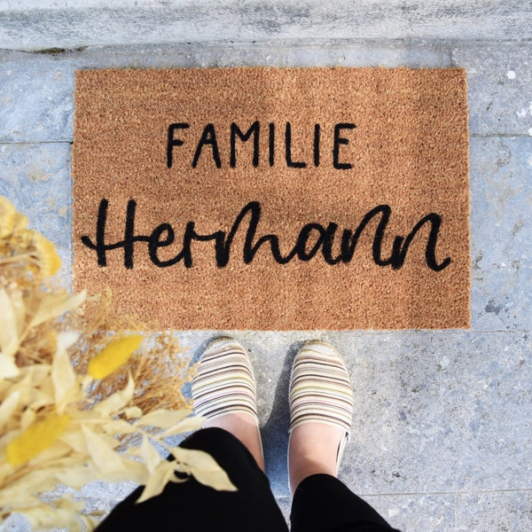 Personalisierte Fußmatte "Familie" | Fußmatte indoor personalisiert | Hochzeitsgeschenk | personalisiertes Muttertagsgeschenk | Türvorleger