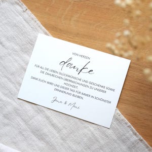 Dankeskarte für Hochzeiten | Dankeskarte für Hochzeitsgäste aus cremeweißem Kraftpapier, DIN A6 | personalisierbar mit Namen | ohne Fotos