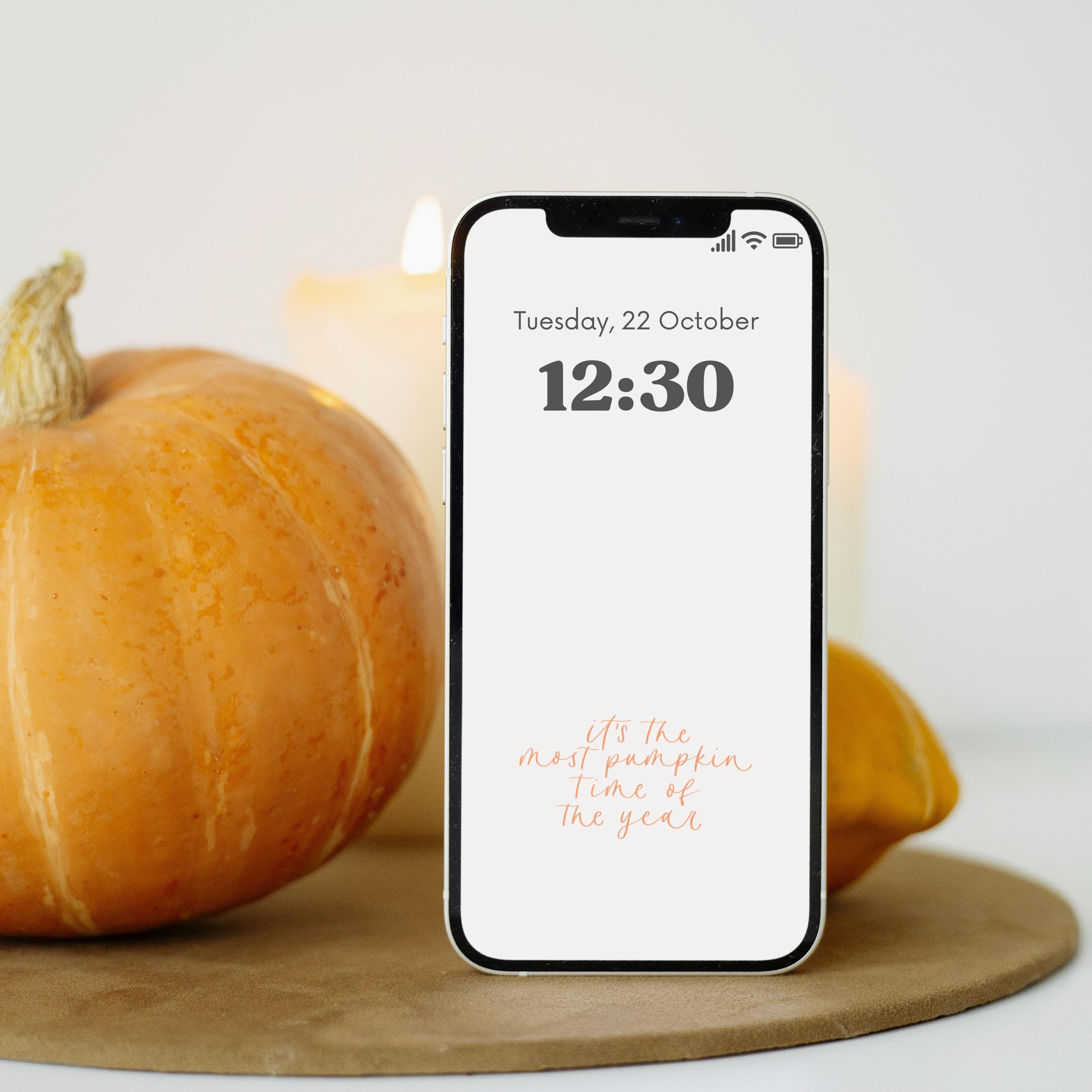 Autumn wallpaper for your smartphone | Background image for iPhone and Android | Pumpkin Time mobile background photo in beige and orange