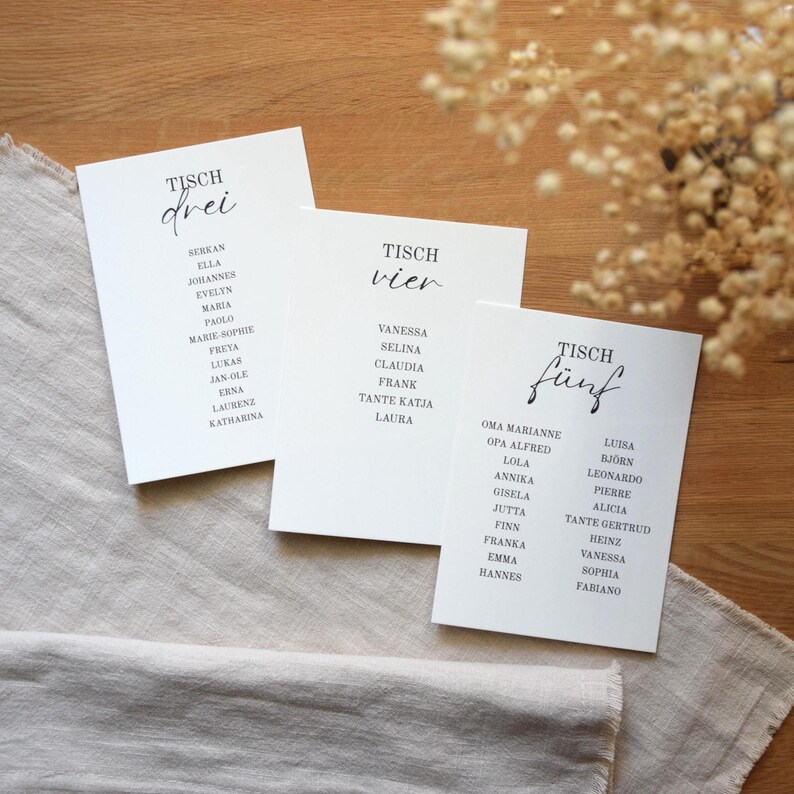 Table Numbers With Names | Personalized Seating Chart Cards for Hanging ...