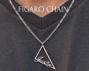 Sterling Silver Name Necklace, Personalized Triangle Pendant