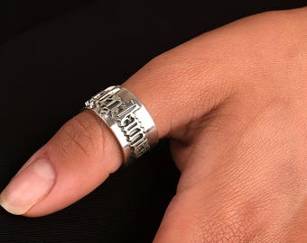 Sterling Silver Old English Name Ring