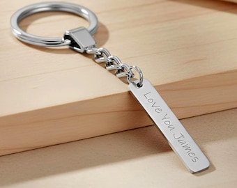 Custom Engraved Bar Keychain,  Sterling Silver: Personalized New Driver Gift
