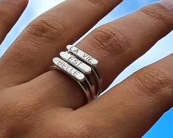 Stackable Name Rings Set