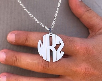 Mens Monogram Necklace Sterling Silver