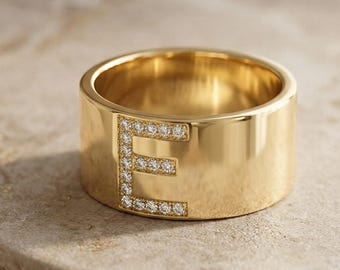 Personalized CZ Initial Ring, Sterling Silver