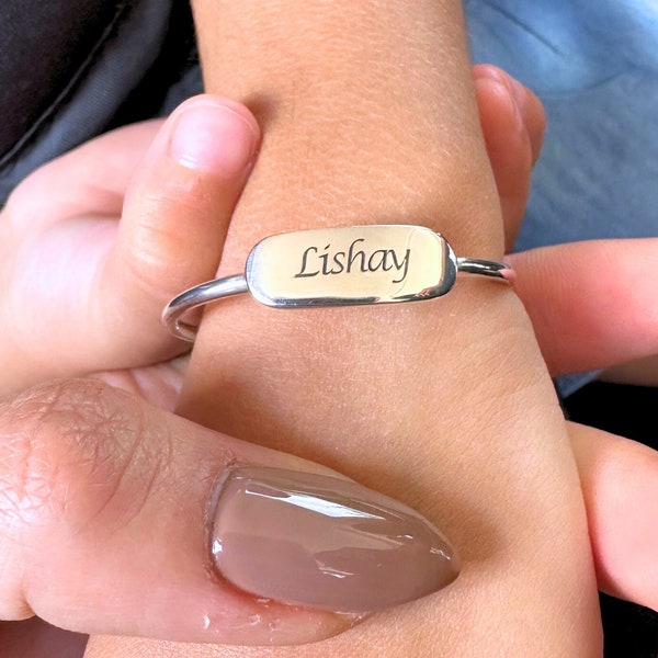 Baby Name Bracelet - 925 Sterling Silver Adjustable Kids Bangle - Custom Engraving Jewelry - Gift for Little Girls