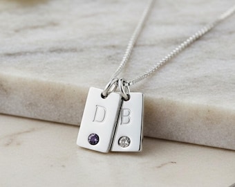 Custom Initial Birthstone Necklace for Mom