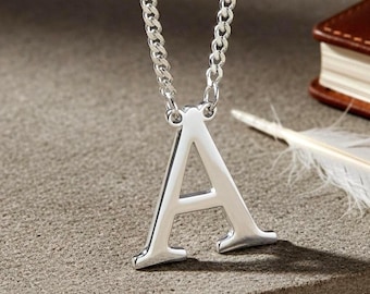 Cuban Chain Letter Necklace Sterling Silver