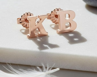 Sterling Silver Initial Stud Earrings