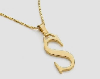 Large Initial Necklace Sterling Silver 925