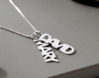Custom Mother Necklace Multiple Kids Names, Sterling Silver