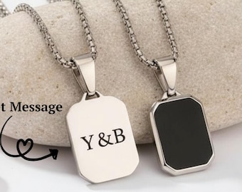 Dog Tag Necklace Secret Message Pendant, Stainless Steel