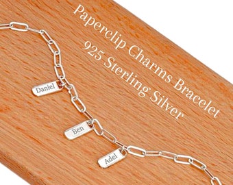 Mom Charms Bracelet Paperclip Chain