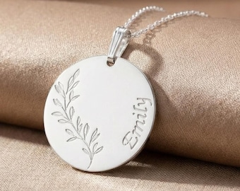 Personalized Circle Disc Necklace, Sterling Silver