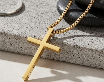 3D Engraved Cross Pendant Necklace