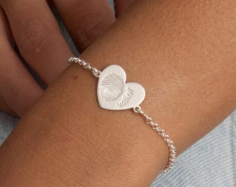 Custom Engraved Fingerprint Heart Necklace