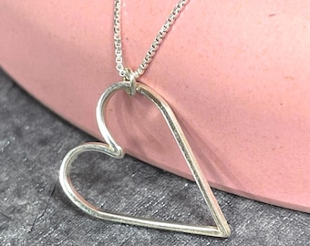 Sideways Heart Necklace Sterling Silver