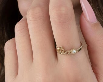 Custom Name Birthstone Ring