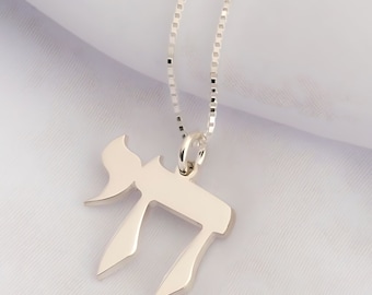 Hebrew Chai Necklace Sterling Silver