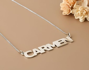 Bold Custom Name Necklace, Sterling Silver 925