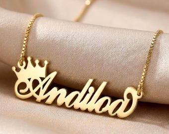 Personalized Name Necklace with Crown