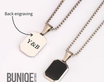 Black Dog Tag Necklace with Secret Message