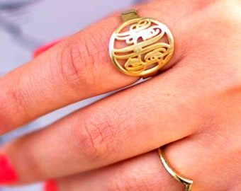 Monogram Ring Sterling Silver