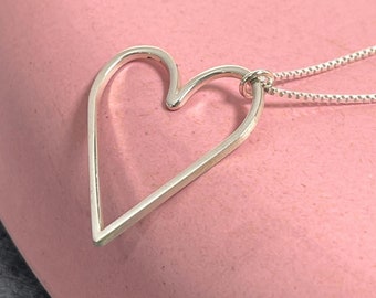 Sideways Heart Necklace Sterling Silver