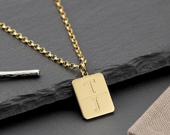 Two Initial Dog Tag Necklace