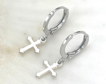 925 Sterling Silver Cross Dangle Earrings Set for Men & Women-Single Cross Earring-Greeck Gothic Cross Earrings-Personalized Gifts for Her