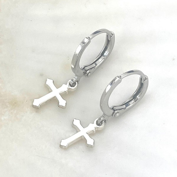 925 Sterling Silver Cross Dangle Earrings Set for Men & Women-Single Cross Earring-Greeck Gothic Cross Earrings-Personalized Gifts for Her