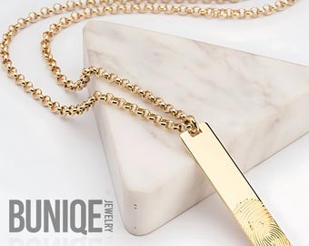 Fingerprint Mens Tag Necklace