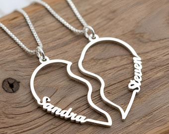 Broken Heart Name Necklace Set
